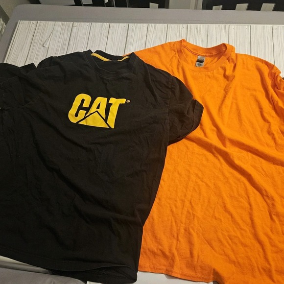 CAT Shirt Mens Extra Large XL 2PK Orange & Black Workwear Relaxed Fit - Picture 1 of 6